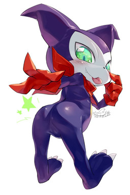 3_fingers ambiguous_gender bent_over big_head bleh blush butt chibi claws clothing emanata eyelid_pull eyelid_pull_taunt featureless_crotch fingers gesture glistening glistening_eyes gloves green_eyes handwear kerchief looking_at_viewer looking_back neckerchief neckwear presenting presenting_hindquarters rear_view red_clothing red_gloves red_handwear red_kerchief red_neckerchief simple_background skinny snaggle_tooth solo standing teasing tongue tongue_out white_background white_claws cotora bandai_namco digimon digimon_(species) humanoid imp impmon 2021 2:3 full-length_portrait hi_res portrait