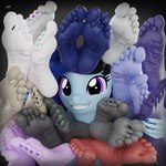 5_toes anthro biped colored_nails feet feet_everywhere female foot_fetish foot_focus group humanoid_feet looking_at_viewer nails plantigrade purple_eyes simple_background smile smiling_at_viewer soles text toes wings kenuwu hasbro my_little_pony mythology fan_character maple_cake_(oc) paintheart equid equine horse mammal mythological_creature mythological_equine pegasus pony 1:1 2024 3d_(artwork) absurd_res artist_name digital_media_(artwork) english_text hi_res