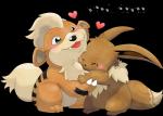 ambiguous_gender blue_eyes blush claws duo eyes_closed feral fluffy happy heart_symbol hug romantic romantic_couple simple_background text tongue transparent_background yellow_eyes wild_eevee nintendo pokemon lowercase_unown canid canine custom_unown_form eevee generation_1_pokemon generation_2_pokemon growlithe mammal pokemon_(species) unown_(pokemon) unown_e unown_w alpha_channel character_cipher english_text hi_res translated unown_text