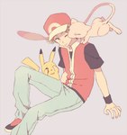 ambiguous_gender eyes_closed feral group hand_on_shoulder kissing kissing_cheek male one_eye_closed open_mouth peek-a-boo simple_background sitting tail wink koma27ko nintendo pokemon pokemon_trainer red's_pikachu red_(pokemon) generation_1_pokemon human legendary_pokemon mammal mew_(pokemon) pikachu pokemon_(species) rodent