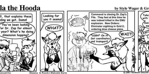 anthro bodily_fluids bra breasts clothed clothed_female clothed_male clothing crying dialogue dipstick_ears ear_markings eyes_closed eyewear female fur group hair machine male midriff multicolored_ears navel panties sunglasses tears text underwear style_wager dela_the_hooda arden_(katayamma) dela_aldershaw pooch_(maxblackrabbit) sheena_(maxblackrabbit) canid canine fox hooda lagomorph leporid mammal rabbit robot 2001 comic english_text greyscale monochrome