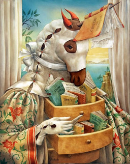 ambiguous_gender anthro book cliff clothing detailed_background drawer gloves handwear horizon mask plant realistic robe solo sunset text tree water wood agnes_boulloche equid equine horse mammal 2008 detailed formal_art french_text translated