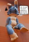 annoyed anthro balls flaccid foreskin genitals humanoid_genitalia insult insulting_viewer male nude paws penis pool shota sitting solo steam text wet young young_anthro young_male boiboo lagomorph leporid mammal rabbit english_text hi_res