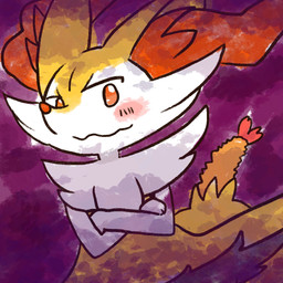 ambiguous_anthro ambiguous_gender anthro biped blush blush_stickers closed_smile crossed_arms dutch_angle food front_view looking_at_viewer looking_down looking_down_at_viewer low-angle_view mouth_closed no_pupils object_in_tail shrimp_(food) simple_background smile solo standing tail wavy_mouth annyui0611 nintendo pokemon braixen canid generation_6_pokemon mammal pokemon_(species) 1:1 2024 digital_drawing_(artwork) digital_media_(artwork) half-length_portrait hi_res japanese_description portrait translated_description