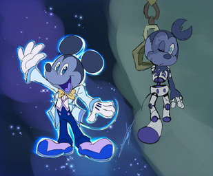 anthro bow_tie clothed clothing gloves handwear machine male one_eye_closed solo suit torn_ear agus_art_2004 disney glitch_productions knights_of_guinevere mickey_mouse princess_guinevere mammal mouse murid murine robot robot_anthro rodent crossover hi_res
