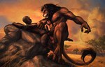 abs anal anal_penetration animal_genitalia animal_penis anthro anthro_penetrating anthro_penetrating_human anthro_penetrating_male bald balls big_dom_small_sub brown_mane dark_body dark_skin detailed_background dominant duo erection eye_contact feline_genitalia feline_penis fur genitals grass hand_on_chest human_on_anthro human_penetrated humanoid_genitalia humanoid_penis interspecies larger_anthro larger_male looking_at_another male male/male male_on_anthro male_on_human male_penetrated male_penetrating male_penetrating_human male_penetrating_male mane markings muscular muscular_anthro muscular_male nipples nude orange_body orange_fur outside outside_sex pecs penetration penile penile_penetration penis penis_in_ass plant rock sex sheath size_difference smaller_human smaller_male smaller_penetrated tree tribal tribal_markings s_anima felid human lion mammal pantherine absurd_res hi_res