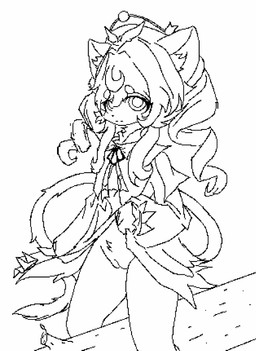 anthro bodily_fluids clothed clothing embarrassed female female_peeing genital_fluids genitals pantsless peeing peeing_outside smile solo urine vulva watersports cassis honkai:_star_rail mihoyo hyacine felid feline felis mammal animated hi_res