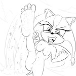 4_toes anthro barefoot breasts building feet female foot_fetish genitals humanoid_feet kick macro nude open_mouth plantigrade pussy solo toes xtreme7 sega sonic_boom sonic_the_hedgehog_(series) sticks_the_jungle_badger badger mammal mustelid musteline 1:1 2017 hi_res line_art monochrome