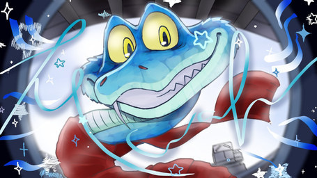 blue_body blue_scales fangs feral male red_scarf scales scarf smile solo teeth yellow_eyes shimo_mi_0503 disney monitoring_(vocaloid) zootopia gary_de'snake pit_viper reptile scalie snake viper 16:9 2025 digital_media_(artwork) hi_res redraw widescreen