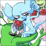 black_border blue_body blue_skin border claws female flower green_body green_skin happy male navel not_furry plant smug tentacles thin_calves thin_legs thin_thighs morphine_(artist) earthbound_(series) nintendo giygas alien humanoid mook 1:1 2007 low_res