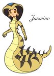 alternate_species apode brown_sclera ear_piercing female humanoid_face legless nude piercing serpentine simple_background solo spikes white_background kingmonster disney disney's_aladdin princess_jasmine_(disney) draconcopode naga reptile scalie snake 2010