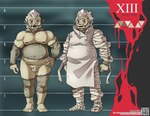 balls belly chart foreskin genitals height_chart male moobs mummy_wrappings overweight overweight_male penis qr_code scar scars_all_over slightly_chubby solo tusks conditional_dnp draite xiii_(draite) half-orc humanoid orc undead model_sheet