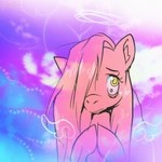 eyebrows eyelashes female hair hair_over_eye inner_ear_fluff long_hair snout solo tuft spider_bones hasbro my_little_pony equid equine horse mammal pony 1:1 2024 digital_media_(artwork) hi_res restricted_palette