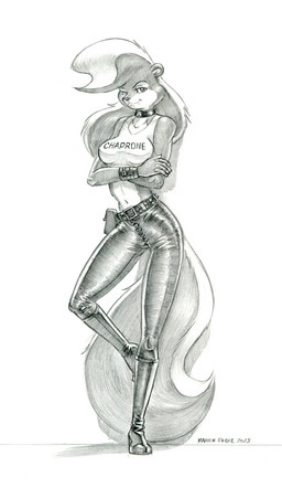 anthro breasts clothed clothed_female clothing female fluffy fluffy_tail fur hair midriff navel shirt solo tail tank_top topwear baron_engel rosemary_parker_(character) mammal mephitid skunk 2025 greyscale hi_res monochrome