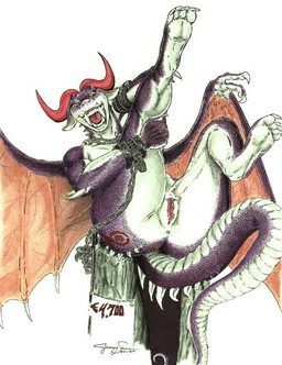 anthro anus bdsm bondage bound chain chained claws clenched_teeth fangs female genitals horn long_fangs membrane_(anatomy) membranous_wings nude presenting raised_leg sex_slave simple_background slave smile solo spread_legs spreading submissive submissive_female tail tattoo teeth vulva white_background wings lordstacker mythology dragon mythological_creature mythological_scalie scalie 2007