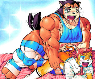 anthro anthro_on_anthro anthro_penetrated anthro_penetrating anthro_penetrating_anthro balls big_muscles clothed clothed_male clothing duo fur genitals huge_muscles kemono larger_male male male/male male_penetrated male_penetrating male_penetrating_male muscular orange_body orange_fur orgasm penetration sex size_difference smaller_male bara_moe_bitch domestic_cat felid feline felis mammal 2022 aliasing digital_media_(artwork)