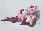 anthro beverage blue_eyes breasts eyebrows eyelashes female grey_background looking_at_viewer lying milkshake on_front simple_background solo tail kuroi-kisin unknown_species 2021 digital_media_(artwork) signature