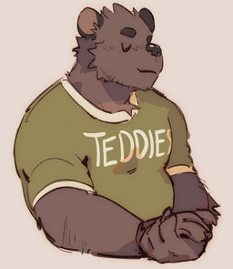 anthro biped black_body black_fur clothing eyes_closed fur green_clothing green_shirt green_topwear male shirt solo text text_on_clothing text_on_shirt text_on_topwear topwear hemuchang pots_(hemuchang) felid mammal pantherine 2022 english_text hi_res