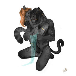 anthro anthro_on_anthro balls black_body black_fur black_hair blush bodily_fluids breast_lick breast_play breasts brown_hair butt clothing dreadlocks duo ear_piercing erection eyes_closed facial_piercing female frenum_ladder frenum_piercing fur genital_fluids genital_piercing genitals grey_body grey_fur hair hand_on_back hand_on_butt harem_outfit humanoid_genitalia humanoid_penis kneeling ladder_piercing licking male male/female markings melanistic nose_piercing penis penis_piercing piercing simple_background spots spotted_body spotted_fur tongue tongue_out translucent translucent_clothing vaginal_fluid_string vaginal_fluids veil vulva white_background sweltering alex_(kittyprint) sovereign_(kurayamino) felid jaguar leopard mammal pantherine snow_leopard 1:1 2016 absurd_res digital_media_(artwork) hi_res shaded signature
