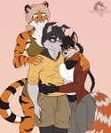 anthro black_body black_fur black_hair blush clothing eyewear female fur glasses group group_hug hair highlights_(coloring) hug hugging_another male male/female muscular muscular_female orange_body orange_fur simple_background stripes trio conditional_dnp grinn3r aaron_mckay daya_khatri qing_li_(aaronmasher) ailurid canid canine canis domestic_dog felid husky mammal nordic_sled_dog pantherine red_panda spitz tiger 2020 hi_res monochrome