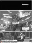 2017 3:4 anthro bear bracelet bulge claws clothed clothing cloud comic devon_(misterstallion) dialogue dragon english_text fight gesture greyscale group hand_gesture hi_res holding_melee_weapon holding_object holding_sword holding_weapon horn horn_jewelry horn_ring jewelry magic magic_user male mammal melee_weapon misterstallion monochrome musclegut muscular mythological_creature mythological_scalie mythology open_clothing open_topwear open_vest outside overweight patreon patreon_logo pointing ring ring_(jewelry) scalie sharp_teeth slightly_chubby sword teeth text topwear url vest weapon