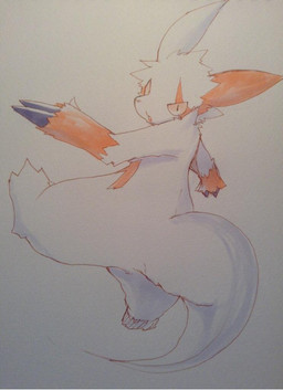 :o ambiguous_gender fur open_mouth red_body red_fur semi-anthro solo white_body white_fur kemorau nintendo pokemon generation_3_pokemon mammal pokemon_(species) zangoose 2014