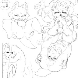 absorption_vore autofellatio duo male masturbation oral oral_masturbation penile penile_masturbation solo vore f.f.h_pch rain_world videocult saint_(rain_world) 1:1 absurd_res hi_res monochrome