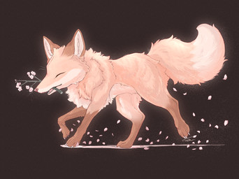 ambiguous_gender brown_body claws dipstick_tail eyes_closed feet feral flower fur markings multicolored_tail open_mouth orange_body paws plant quadruped simple_background solo tail tail_markings teeth toes fusau canid canine fox mammal 2026 digital_media_(artwork) hi_res