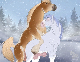 anal anal_orgasm anal_penetration animal_genitalia animal_penis balls bodily_fluids cum cumshot duo ejaculation equine_genitalia equine_penis erection feral feral_on_feral feral_penetrated feral_penetrating feral_penetrating_feral from_behind_position front_view fur genital_fluids genitals hands-free hooves horn male male/male male_penetrated male_penetrating male_penetrating_male mounting orgasm outside penetration penile penile_penetration penis penis_in_ass sex smile standing tail teeth fenn.perrox mythology equid equine horse mammal mythological_creature mythological_equine unicorn 2026 digital_drawing_(artwork) digital_media_(artwork) hi_res