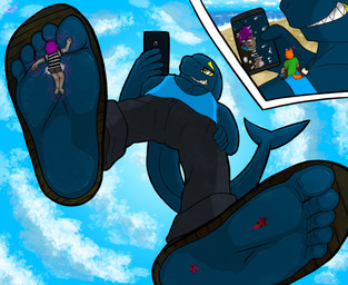 5_toes anthro beach black_bottomwear black_clothing black_pants blood blue_clothing blue_shirt blue_tank_top blue_topwear bodily_fluids bottomwear cellphone clothed clothing cum death electronics feet foot_crush foot_fetish footwear genital_fluids group heart_symbol humanoid_feet inside_clothing inside_shoe low-angle_view male micro outside pants phone plantigrade seaside sharp_teeth shirt shrinking size_transformation smartphone sweat sweaty_feet tank_top teeth toes topwear transformation trapped_in_clothing trapped_in_shoe worm's-eye_view xamz xavier_(xamz) ailurid ambiguous_species aquatic fish mammal red_panda shark 2017 absurd_res hi_res signature