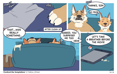 after_oral after_orgasm after_sex age_difference anthro anthro_on_anthro beard blush blush_lines bodily_fluids body_hair carpet cellphone chest_hair clothing comic_panel cum cum_on_sofa dialogue duo electronics facial_hair fangs fingers fur furniture genital_fluids hair larger_male male male/male male_anthro mature_anthro mature_male multicolored_body multicolored_fur muscular muscular_anthro muscular_male mustache notification nude older_male open_mouth orange_body orange_fur overweight page_number phone simple_background sitting size_difference smaller_male smartphone smile sofa speech_bubble stairs stated_incest sweat teeth television text tongue tongue_out topwear towel towel_on_floor towel_on_ground tuft white_body white_fur younger_male yellow_omen artie_(artieyote) eduardo_(artieyote) canid canine canis coyote coywolf hybrid mammal 2026 absurd_res artist_name colored comic digital_drawing_(artwork) digital_media_(artwork) english_description english_text flat_colors hi_res multiple_scenes shaded father_(lore) father_and_child_(lore) father_and_son_(lore) incest_(lore) parent_(lore) parent_and_child_(lore) parent_and_son_(lore) son_(lore)