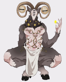5_fingers crouching fingers fur hooves male simple_background solo white_background zunkome elden_ring elden_ring_nightreign fromsoftware libra_creature_of_night bovid caprine goat mammal hi_res