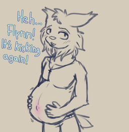 5_fingers anthro biped blush cross cross_necklace fingers holding_belly jewelry male navel necklace pregnant pregnant_anthro pregnant_male slim_anthro slim_male solo talking_to_viewer yeenthebin echo_(game) echo_(series) echo_project tj_hess canada_lynx felid feline lynx mammal 2024 hi_res sketch
