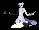 anthro asymmetrical_coloring balls claws clothing erection genitals legwear lokai_bracelet male penis pillow solo stockings weapon hobotam everest_(nightswing) canid canine mammal 2020 alpha_channel hi_res