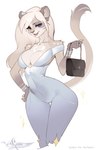 anthro bracelet breasts cleavage clothed clothing curvy_figure female holding_purse jewelry jumpsuit looking_at_viewer makeup purse skinny small_waist solo tail tail_tuft tuft wasp_waist kardie jasmin_(a1rheart) felid lion mammal pantherine 2022 absurd_res hi_res