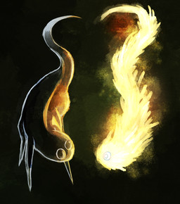 1_eye ambiguous_gender apode black_background duo eye_contact featureless_feet feet feral glass glistening glowing legless light looking_at_another prince_rupert's_drop serpentine simple_background small_feet tail translucent translucent_body translucent_tail white_eyes yellow_glow inkycorvid the_backrooms zooliminology_project glass_creature light_creature prince_(zooliminology) queen_(zooliminology) 2025 digital_media_(artwork) digital_painting_(artwork) full-length_portrait painting_(artwork) portrait