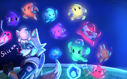 anthro gesture group hand_gesture male observatory pose space thumbs_up buster915 mario_bros nintendo star_fox fox_mccloud canid canine fox luma mammal 16:10 absurd_res hi_res widescreen