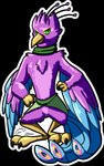 anthro avian_feet beak biped blue_body clothing feathered_crest feathered_wings feathers green_eyes head_crest male pink_body scarf solo tail tail_feathers winged_arms wings gyrotech scruffasus gyro_feather avian bird galliform peafowl phasianid absurd_res alpha_channel hi_res