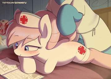 ambiguous_penetration bed bedroom_eyes blush book casual_sex clothing distracted distracted_sex duo female female_feral feral feral_on_feral furniture genitals hair hat headgear headwear hospital_gown male male/female male_feral narrowed_eyes nurse nurse_clothing nurse_hat nurse_headwear penetration penile penile_penetration penis quadruped reading reading_book seductive sex smile tail shinodage sound_warning third-party_edit nariaudios_(va) opennsfwsp_(sfx) friendship_is_magic hasbro my_little_pony nurse_redheart_(mlp) earth_pony equid equine horse mammal pony 2d_animation animated motion_tweening short_playtime sound video