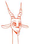 ambiguous_gender anthro horn simple_background solo tongue tongue_out white_background fuel_(artist) chico_(fuel) antelope bovid gazelle mammal 2018 headshot_portrait monochrome orange_and_white portrait