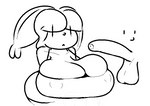 :< anthro balls big_breasts breasts cleavage cleavage_overflow clothed clothing crossgender duo ears_down female foreskin genitals hair male nipples_outline penis pivoted_ears simple_eyes simple_face smile vertical_bar_eyes bunsandnoble pecan_(bunsandnoble) lagomorph leporid mammal rabbit monochrome male_(lore)