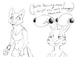 anthro athletic_wear duo exercise female humor male male/female silly simple_background smug text weightlifting white_background workout jonsthaman disney zootopia jack_savage skye_(zootopia) canid canine fox lagomorph leporid mammal rabbit 4:3 black_and_white english_text monochrome sketch