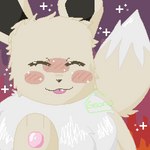 ambiguous_gender blush blush_lines fangs feral neck_tuft solo teeth tongue tongue_out tuft goonis nintendo pokemon eevee generation_1_pokemon pokemon_(species) shiny_pokemon 1:1 digital_media_(artwork) low_res pixel_(artwork)