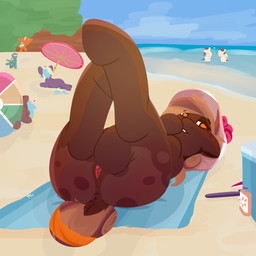 ambiguous_gender animal_genitalia animal_vulva anus beach brown_body dock_(anatomy) equine_anus equine_genitalia equine_vulva female feral genitals group horn looking_at_viewer lying on_back orange_eyes presenting presenting_vulva solo_focus tail vulva wings rhythmpixel hasbro my_little_pony mythology background_character fan_character sweet_marble_(rhythmpixel) earth_pony equid equine horse mammal mythological_creature mythological_equine pegasus pony unicorn 1:1 alternate_version_at_source hi_res