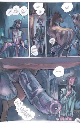 alternative_fashion balls bestiality bodily_fluids breasts cock_transformation cum erection female feral genital_fluids genitals hoof_hands male male_human moan penis precum punk sex surprised text time transformation vein veiny_penis vulva mamabliss 8bitcruton equid equine horse human mammal pixie absurd_res comic english_text hi_res