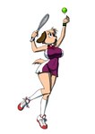 action_pose anthro athletic_wear athletics ball big_breasts bottomwear breasts choker clothed clothing female footwear furgonomics jewelry knee_highs knee_socks knock-kneed legwear necklace pose shoes simple_background skirt sneakers socks solo sport tail tail_through_skirt tennis tennis_ball tennis_racket tennis_serve white_background wide_hips chochi lyza_dagger canid canine canis domestic_dog mammal 2008