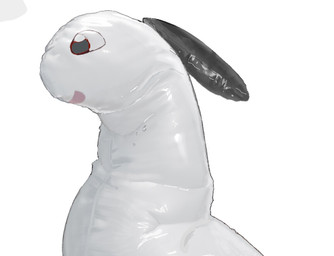 :d ambiguous_form ambiguous_gender glistening glistening_body grey_body grey_ears grey_latex inflatable latex open_mouth open_smile pool_toy red_eyes simple_background smile solo water_droplets white_background water-s animate_inanimate living_inflatable living_pool_toy 2026 bust_portrait hi_res portrait