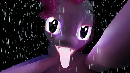 feral glowing glowing_eyes glowing_tongue raining solo tongue tongue_out 54321awesome friendship_is_magic hasbro my_little_pony pinkie_pie_(mlp) equid equine horse mammal pony 16:9 3d_(artwork) digital_media_(artwork) hi_res widescreen