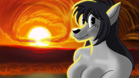 anthro beach breasts claws cloud crossgender detailed_background featureless_breasts female mtf_crossgender nude outside russian sand sea seaside sky solo sunset water metalslayer nogicu soyuzmultfilm well_just_you_wait! fan_character volk_(wjyw) canid canine canis mammal wolf 16:9 hi_res widescreen