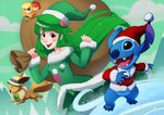 2018 4_fingers 4_toes 5_fingers alien ambiguous_gender anthro black_eyes blonde_hair blue_claws blue_nose bottomless brown_body brown_fur candy candy_cane christmas christmas_clothing christmas_dress christmas_headwear claws clothed clothing dessert disney dress ear_markings eevee evergreen_tree experiment_(lilo_and_stitch) facial_markings feet female feral finger_claws fingers food fur generation_1_pokemon green_clothing green_dress green_hair group hair happy hat head_markings headgear headwear hi_res holidays human light262 lilo_and_stitch long_hair looking_at_viewer male_(lore) mammal markings minilemon mountain nintendo notched_ear open_mouth open_smile outside pine_tree plant pokemon pokemon_(species) red_hair sack santa_coat santa_hat signature smile snow stitch_(lilo_and_stitch) surfing toe_claws toes tree vannamelon